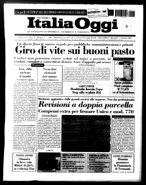 Italia oggi : quotidiano di economia finanza e politica